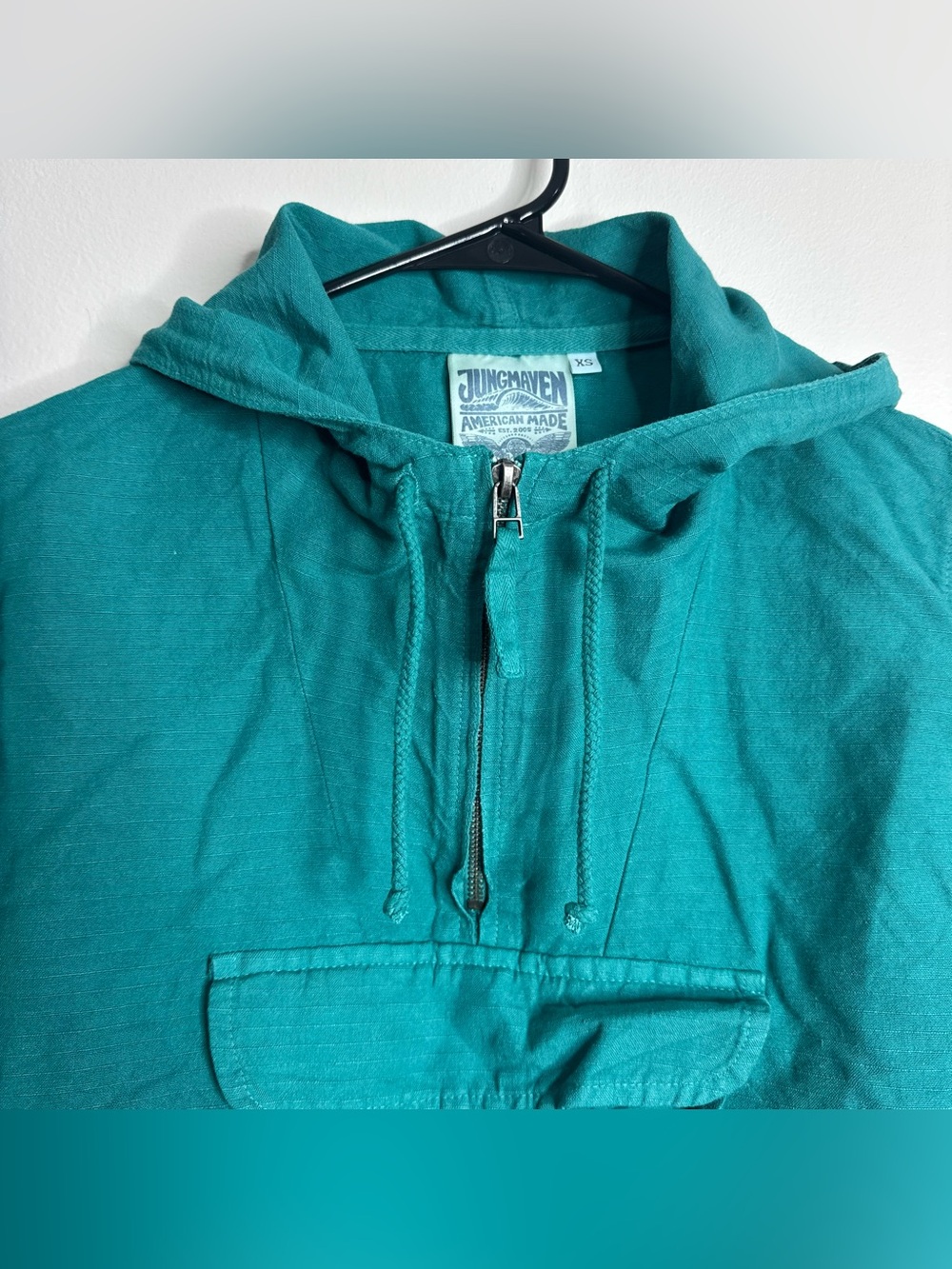 Jungmaven Shoreline Anorak Teal Hooded Jacket Hemp Cotton Unisex Size XS - Picture 2 of 10